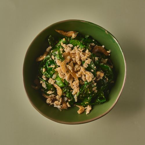 Stir Fried Local Green Vegetables With Egg or Dried Shrimps